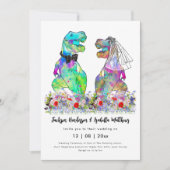 Invitation Dinosaur Thème Mariage QR Code (Devant)
