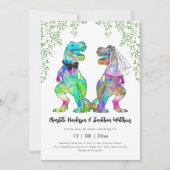 Invitation Dinosaur Thème Mariage QR Code (Devant)