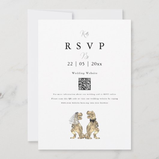 Invitation Dinosaur Thème Mariage QR code (Dos)