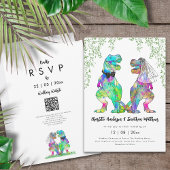 Invitation Dinosaur Thème Mariage QR Code