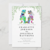 Invitation Dinosaur Thème Mariage QR Code (Devant)