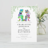Invitation Dinosaur Thème Mariage QR Code (Debout devant)