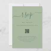 Invitation Dinosaur Thème Mariage Sage Green QR Code (Dos)