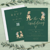 Invitation Dinosaur Thème Mariage Vert