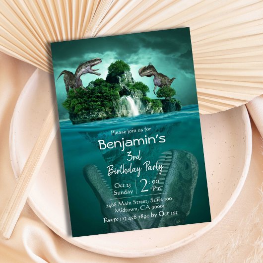Invitation Dinosaur thème moderne 3ème anniversaire