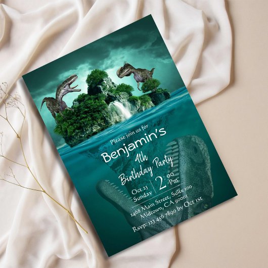 Invitation Dinosaur thème moderne 4ème anniversaire