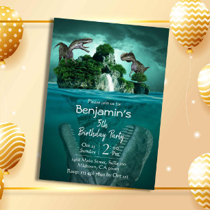 Invitation Dinosaur thème simple moderne 5e anniversaire