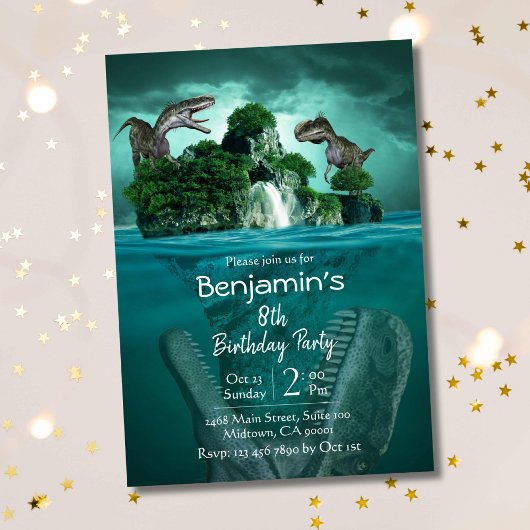 Invitation Dinosaur thème simple moderne 8e anniversaire