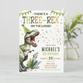 Invitation Dinosaur Three Rex 3rd Birthday Party  (Debout devant)