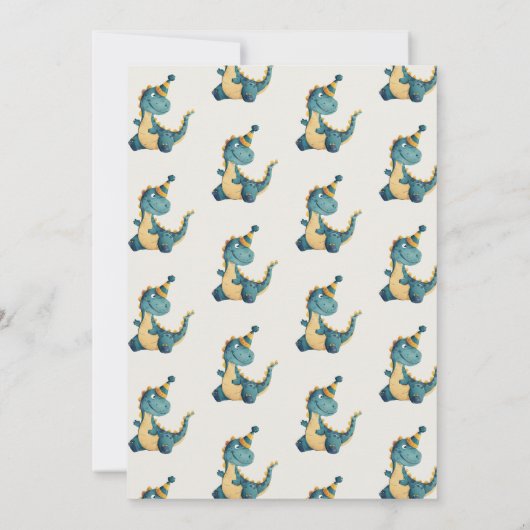 Invitation Dinosaur Trex Trois Rex 3e fête d'anniversaire (Dos)