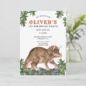 Invitation Dinosaur Triceratops Soirée d'anniversaire (Debout devant)