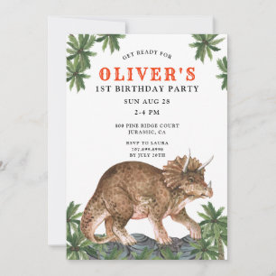 Invitation Dinosaur Triceratops Soirée d'anniversaire