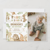 Invitation Dinosaur Trois-A-Saurus 3ème anniversaire de fête  (Devant)