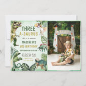 Invitation Dinosaur Trois-A-Saurus 3ème anniversaire de fête  (Devant)