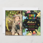 Invitation Dinosaur Trois-A-Saurus 3ème anniversaire de fête  (Devant)