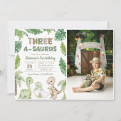 Invitation Dinosaur Trois-A-Saurus 3ème anniversaire de fête (Devant)