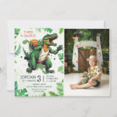 Invitation Dinosaur Trois-A-Saurus 3ème anniversaire de fête (Devant)