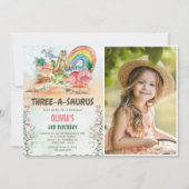 Invitation Dinosaur Trois-A-Saurus 3ème anniversaire de fête  (Devant)