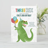 Invitation Dinosaur Trois Rex 3e Anniversaire fête T-Rex (Debout devant)