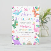 Invitation Dinosaur Trois Rex 3e fête d'anniversaire (Debout devant)