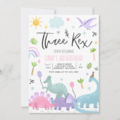 Invitation Dinosaur Trois Rex 3e fête d'anniversaire (Devant)