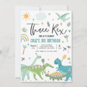 Invitation Dinosaur Trois Rex 3e fête d'anniversaire (Devant)