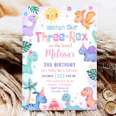 Invitation Dinosaur Trois Rex 3e fête d'anniversaire