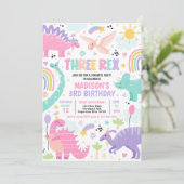 Invitation Dinosaur Trois Rex 3e fête d'anniversaire (Debout devant)