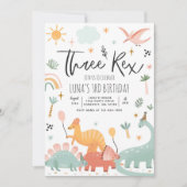 Invitation Dinosaur Trois Rex 3e fête d'anniversaire (Devant)