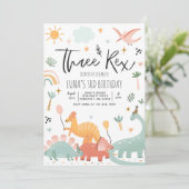 Invitation Dinosaur Trois Rex 3e fête d'anniversaire (Debout devant)