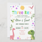Invitation Dinosaur Trois Rex 3e fête d'anniversaire (Devant)