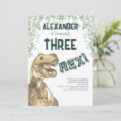 Invitation Dinosaur Trois Rex 3e fête d'anniversaire (Debout devant)