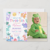 Invitation Dinosaur Trois Rex 3ème Anniversaire Photo (Devant)