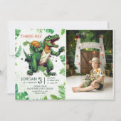 Invitation Dinosaur Trois Rex 3ème Anniversaire Photo (Devant)