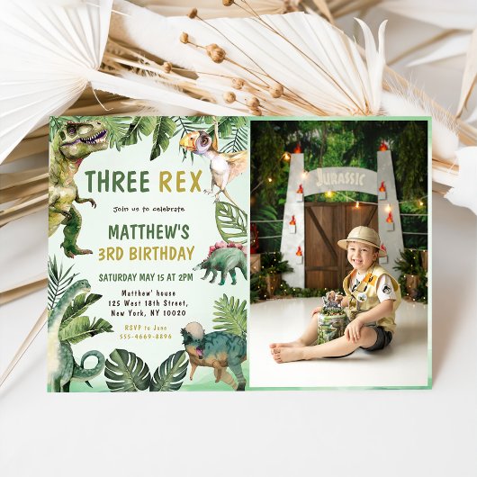 Invitation Dinosaur Trois Rex 3ème Anniversaire Photo