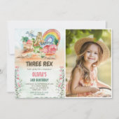 Invitation Dinosaur Trois Rex 3ème Anniversaire Photo (Devant)