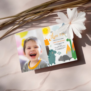 Invitation Dinosaur Trois Rex 3ème anniversaire Photo Party