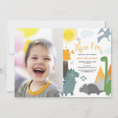 Invitation Dinosaur Trois Rex 3ème anniversaire Photo Party (Devant)