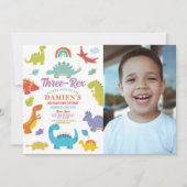 Invitation Dinosaur Trois Rex Cute Boys Party Photo (Devant)