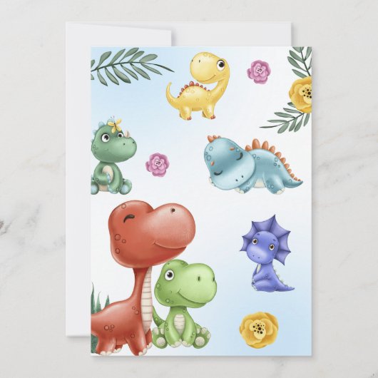 Invitation Dinosaur Trois Rex fête d'anniversaire (Dos)