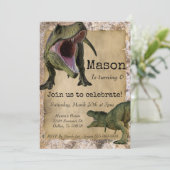 Invitation Dinosaur Tyrannosaurus T-Rex Enfant Anniversaire (Debout devant)