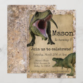 Invitation Dinosaur Tyrannosaurus T-Rex Enfant Anniversaire (Devant / Derrière)