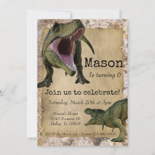 Invitation Dinosaur Tyrannosaurus T-Rex Enfant Anniversaire