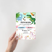 Invitation Dinosaur & Unicorn Joint Kids Birthday