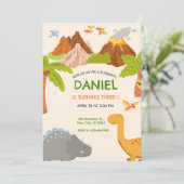 Invitation Dinosaur Volcano Birthday Party (Debout devant)
