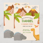 Invitation Dinosaur Volcano Birthday Party (Devant / Derrière)