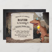Invitation Dinosaur & Volcano Prehistory Boys Anniversaire (Devant / Derrière)