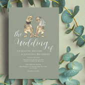 Invitation Dinosaur Wedding Elegant Sage Green