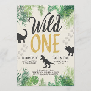 Invitation Dinosaur Wild One - Premier anniversaire