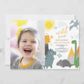 Invitation Dinosaur Wild Un 1er anniversaire Photo Party (Devant)